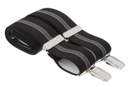 Black With Grey Stripe Trouser Braces Suspenders